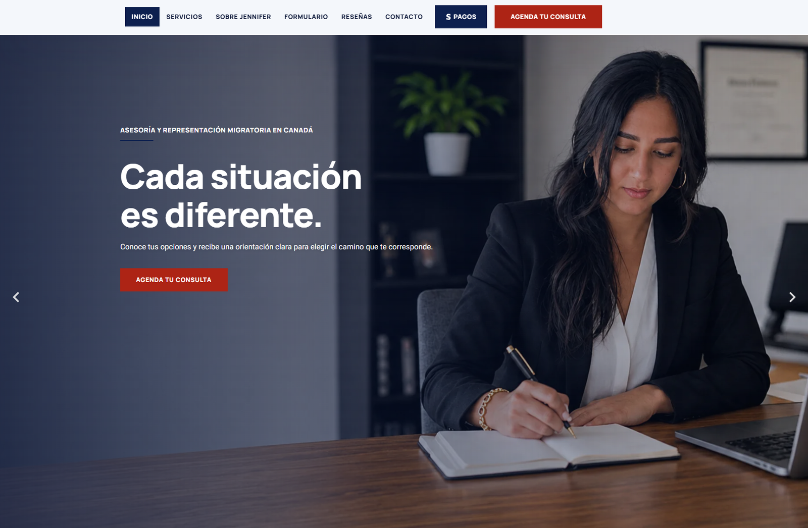 Screenshot or view of project Pompeo Immigration — digital presence for Canada