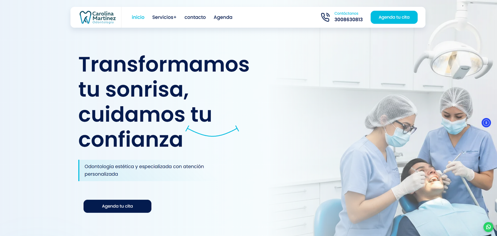 Captura o vista del proyecto Sitio web odontológico con plugin personalizado de reservas